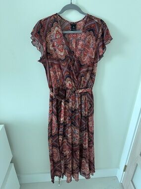 Paisley Wrap Midi Dress in Rust Multi by H&M